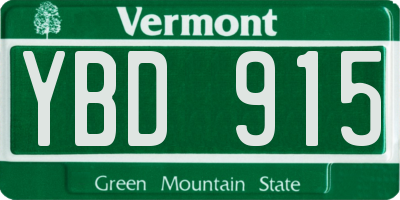 VT license plate YBD915