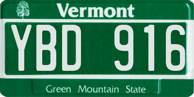 VT license plate YBD916