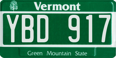 VT license plate YBD917