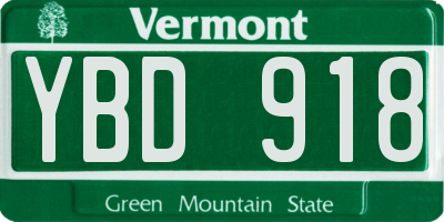 VT license plate YBD918