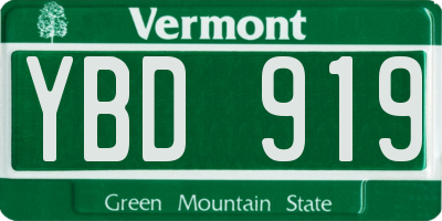VT license plate YBD919