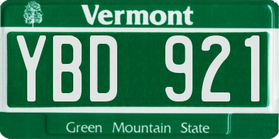 VT license plate YBD921