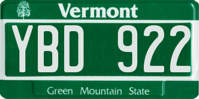 VT license plate YBD922