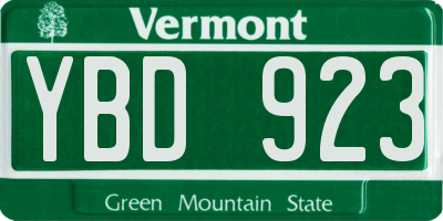 VT license plate YBD923
