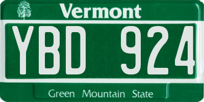 VT license plate YBD924