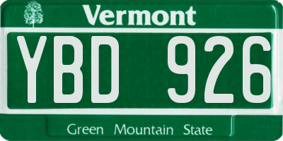 VT license plate YBD926