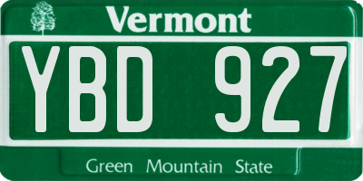 VT license plate YBD927