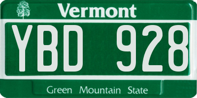 VT license plate YBD928