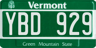 VT license plate YBD929