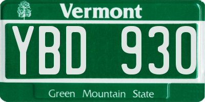 VT license plate YBD930