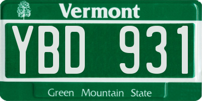 VT license plate YBD931