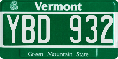 VT license plate YBD932