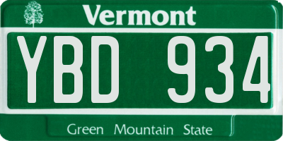 VT license plate YBD934