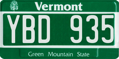 VT license plate YBD935