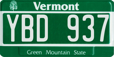 VT license plate YBD937