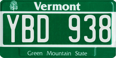 VT license plate YBD938