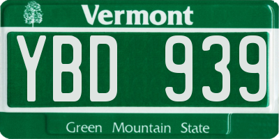 VT license plate YBD939