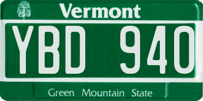 VT license plate YBD940