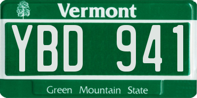 VT license plate YBD941