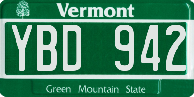 VT license plate YBD942