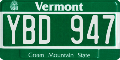 VT license plate YBD947