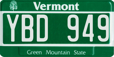 VT license plate YBD949