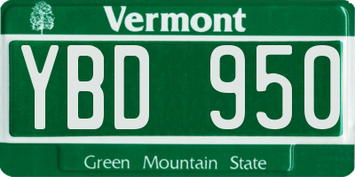 VT license plate YBD950