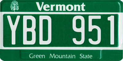 VT license plate YBD951