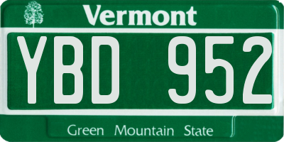 VT license plate YBD952