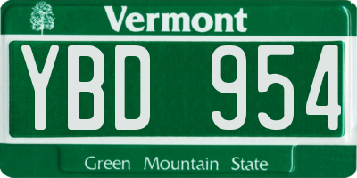 VT license plate YBD954