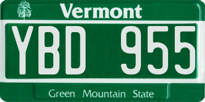 VT license plate YBD955