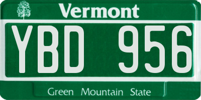 VT license plate YBD956