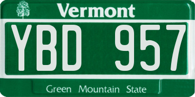 VT license plate YBD957