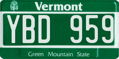 VT license plate YBD959