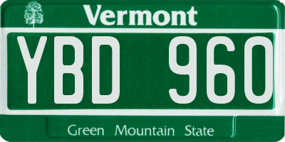 VT license plate YBD960