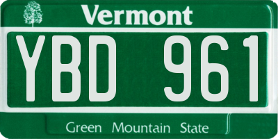 VT license plate YBD961