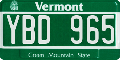 VT license plate YBD965
