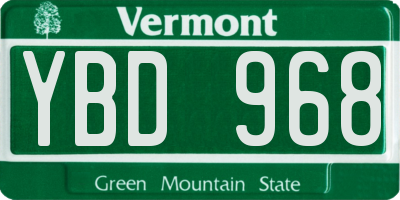 VT license plate YBD968
