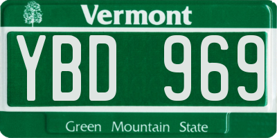 VT license plate YBD969