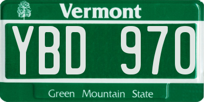 VT license plate YBD970