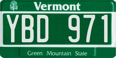 VT license plate YBD971
