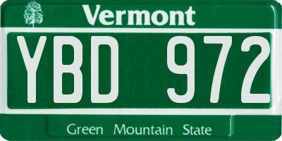 VT license plate YBD972