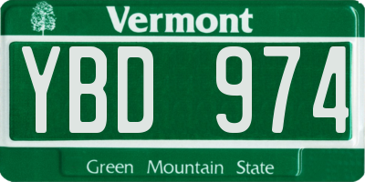 VT license plate YBD974