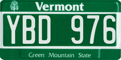 VT license plate YBD976