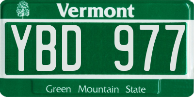 VT license plate YBD977