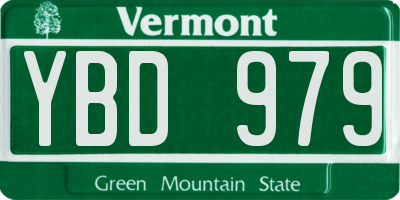 VT license plate YBD979