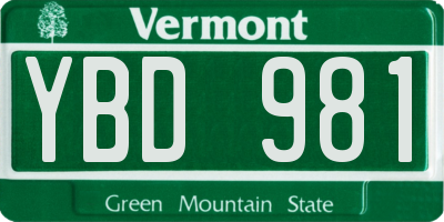 VT license plate YBD981