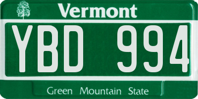 VT license plate YBD994