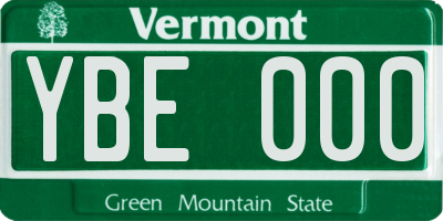 VT license plate YBE000