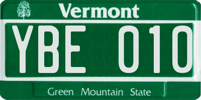 VT license plate YBE010